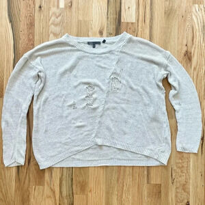 Vince 100% Linen Distressed Beige Sweater Size S